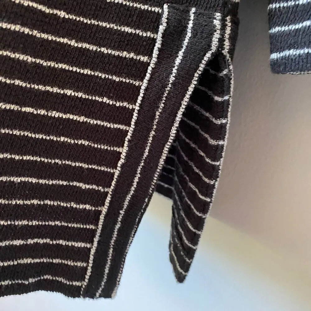 J. Jill Womens XS Long Sleeve Boat Neck Striped Pullover Sweater Tunic Top Black - Image 8