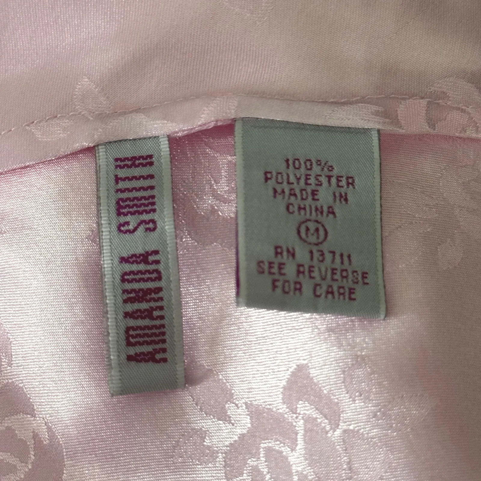 Amanda Smith Cami Tank TopM Pink‎ Satin Floral Jacquard Lace Fairy Y2K Vintage - Image 6