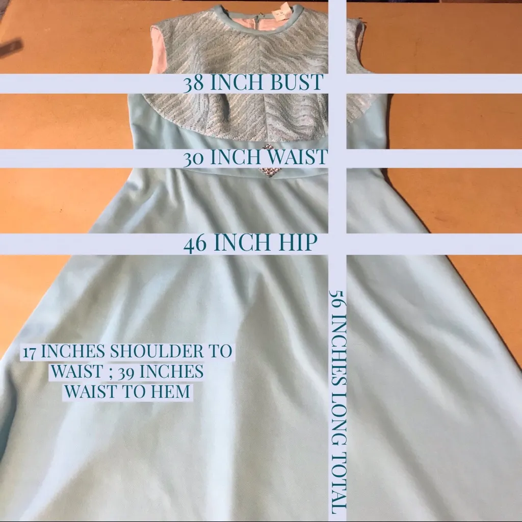 JOHN LANE X SEYMOUR LEVY VINTAGE 1960'S AQUA BLUE DRESS & LACE JACKET SET (L) Size L - Image 13