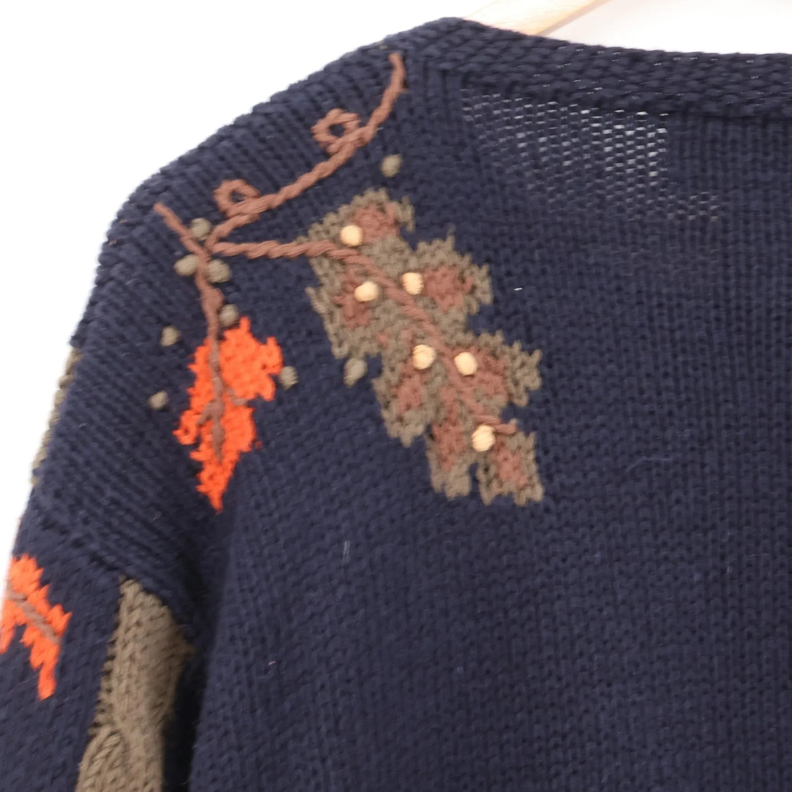 Vtg Talbots Petites Fall Leaf Floral Knit Sweater Womens Cottage Autumn Size M - Image 10