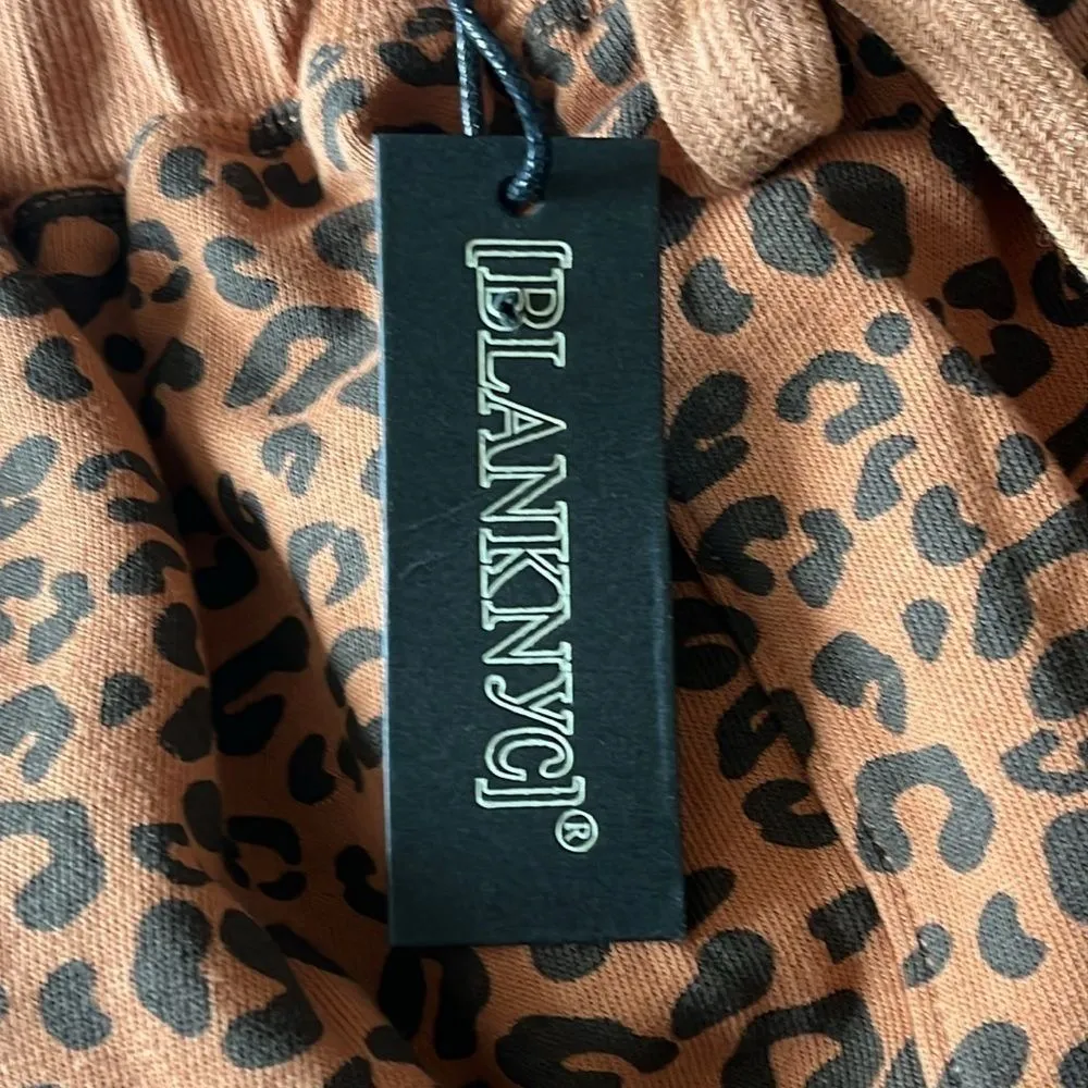 BLANKNYC Leopard Print Drawstring Lounge Shorts Womens XS Brown Tan Cotton Blend - Image 12