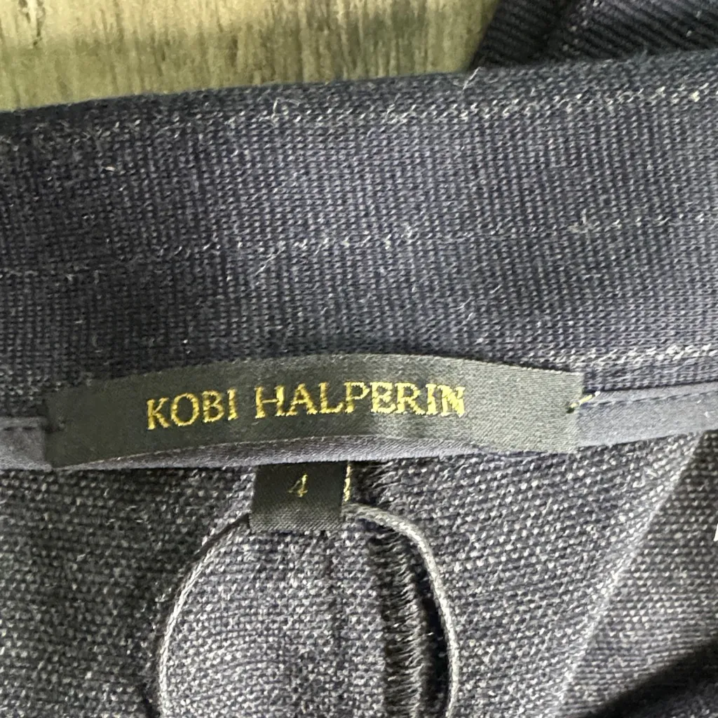 Kobi Halperin Navy Novelty Knit Pinstripe Cigarette Pant Blue Size 4 - Image 3