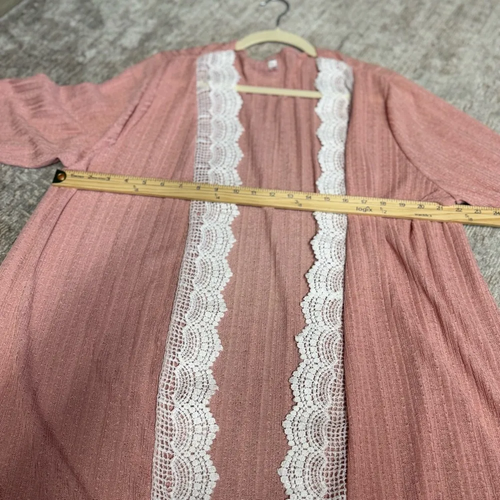 Rosegal Elegant Pink Crochet Lace Trim Kimono Cardigan Size undefined - Image 5