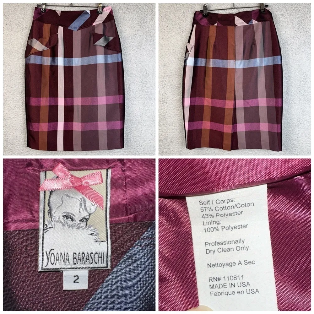 Yoana‎ Baraschi Women's Skirt Multicolor 2 Cotton Blend Mid-Length Pencil Office - Image 2