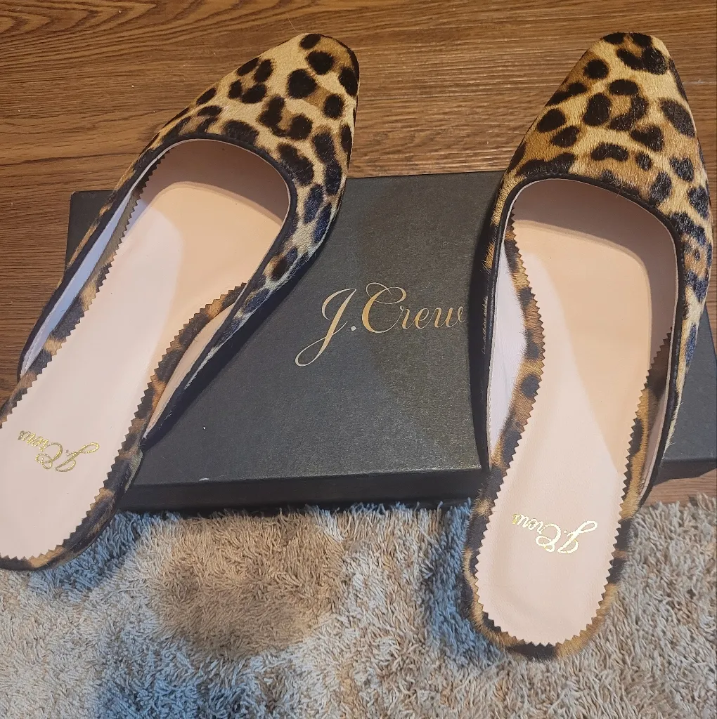 J.Crew Carolyn Flat Mules in Leopard Print Calf Hair - Size 7 1/2 - Image 11