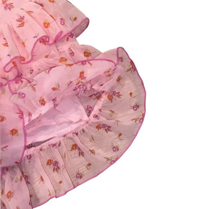 Urban Outfitters Kimchi Blue pink floral Lenora chiffon ruffle  midi skirt - Image 3