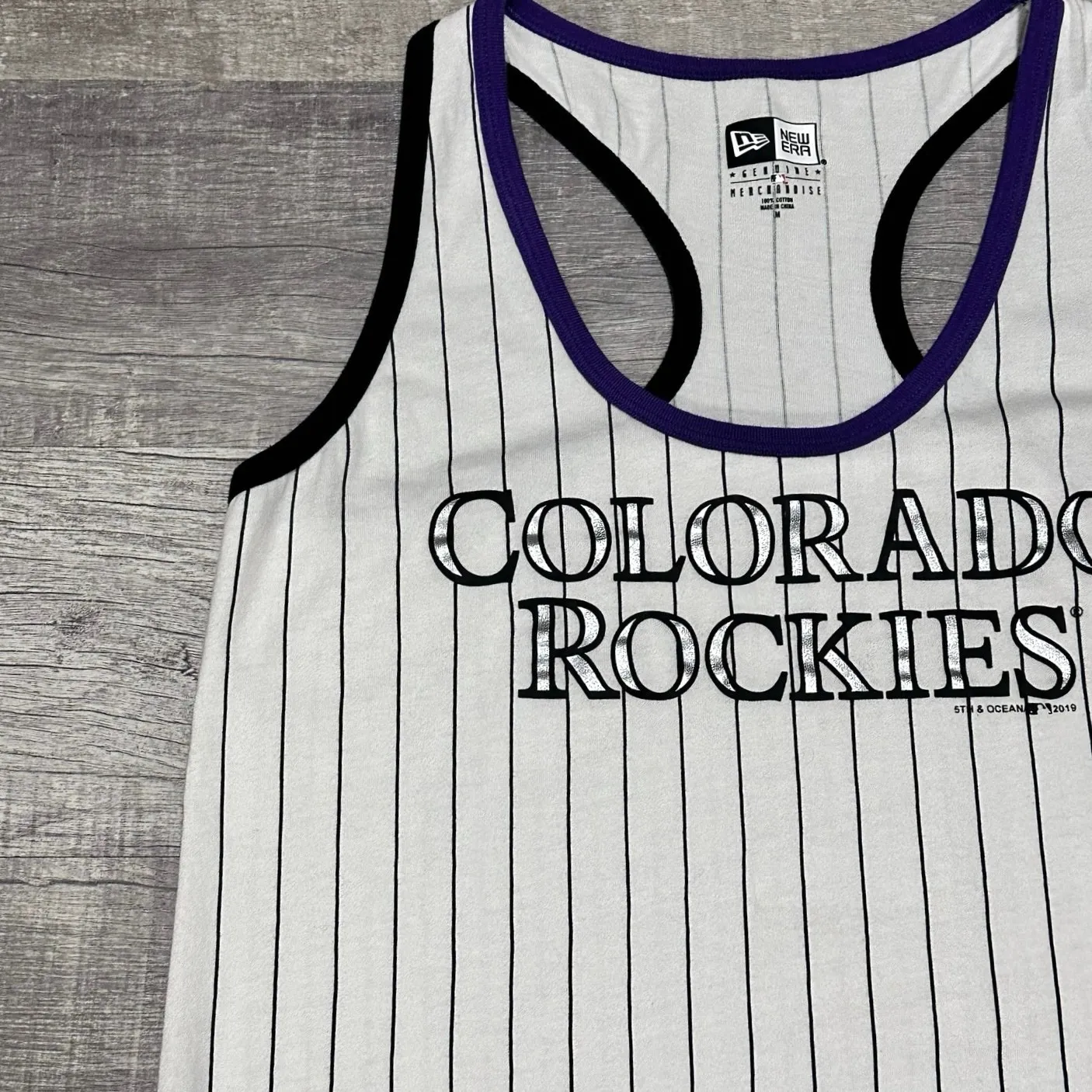 5th & Ocean Colorado Rockies Racerback Tank Top Juniors M White Cotton MLB - Image 3