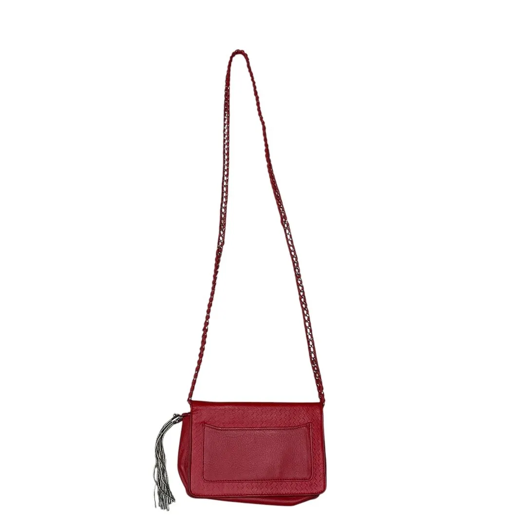 Aimee Kestenberg Women's Leather Crossbody Bag Chain Strap Flap Red Small - Image 4