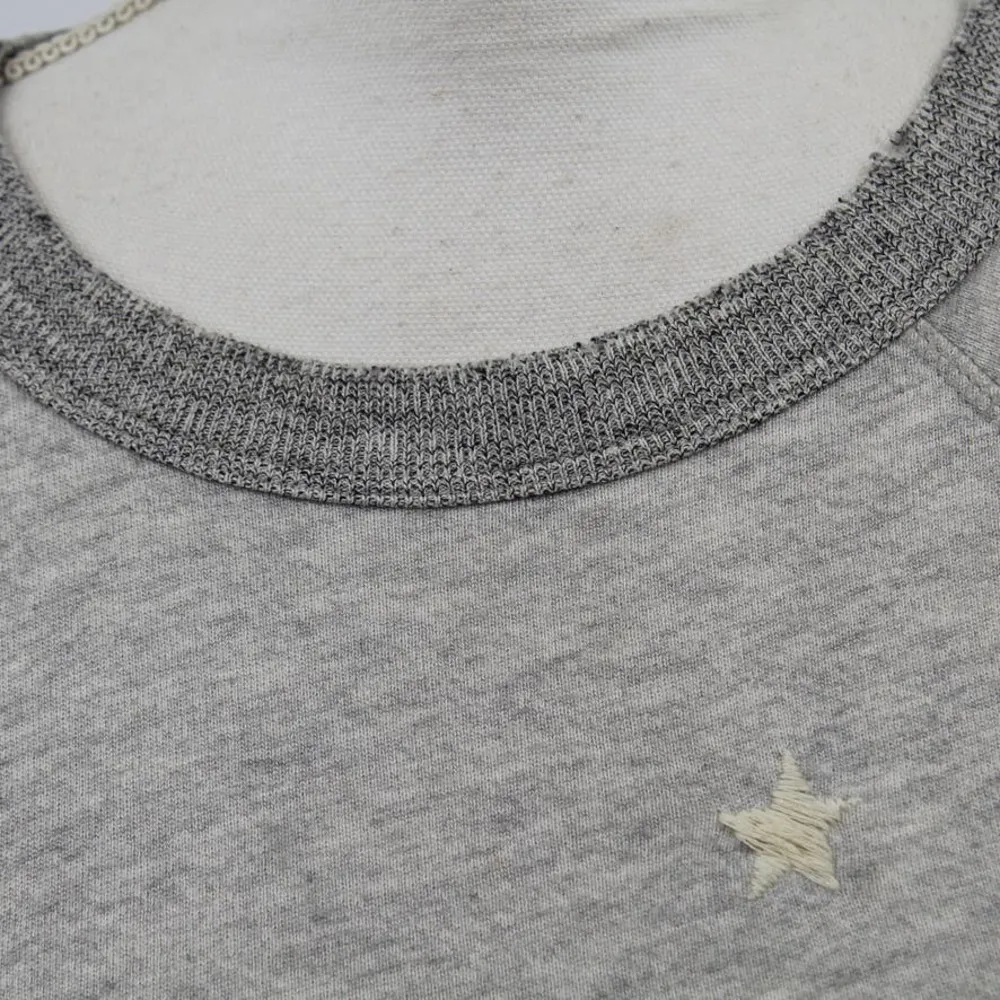 n:Philanthropy Star Embroidered Terry Sweatshirt Gray White Cotton Blend Small - Image 3