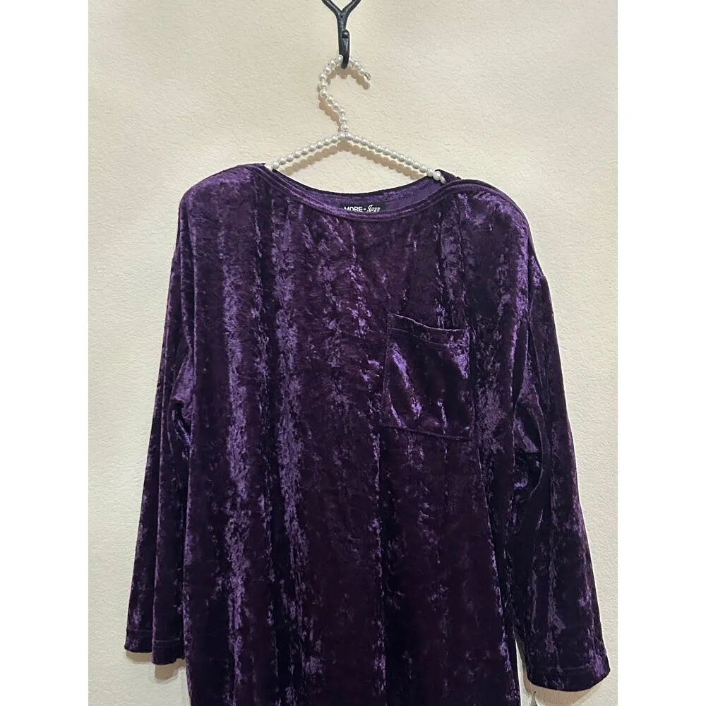 NEW Vintage 1970s JCPenney More Jazz Pajama Set Purple Velour Size 18W DEADSTOCK - Image 4