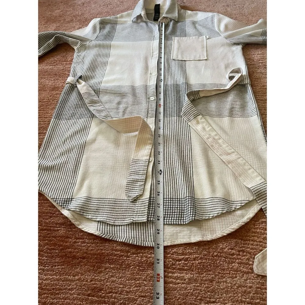 Agnes And Dora Tunic Dress Sz M -S Plaid Full Length Buttons Tie Waist - Image 6