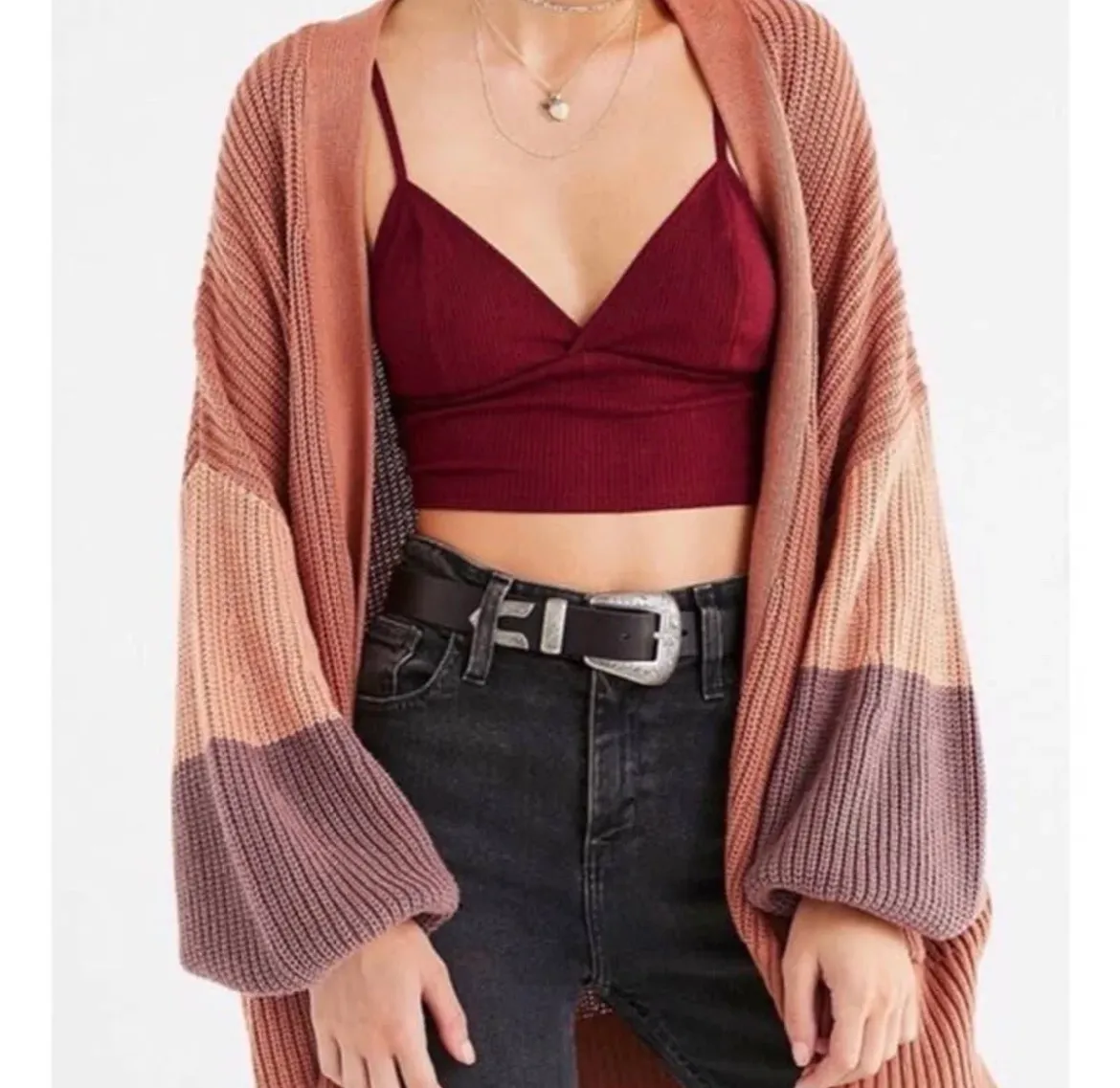 Urban Outfitters BDG Charlie Dolman Colorblock Knit Open Cardigan - Image 3