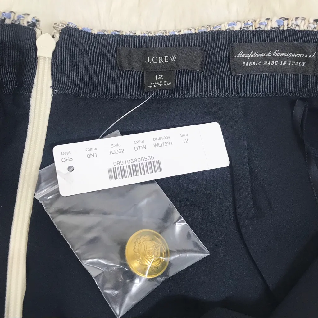 New J CREW Speckled Tweed‎ A-Line Midi Pencil Skirt Neutral Cream Gray Size 12 - Image 5