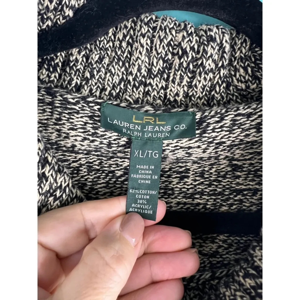 Lauren Ralph Lauren Jeans Co. Marled Knit Sweater Women’s XL Black White Cropped - Image 2