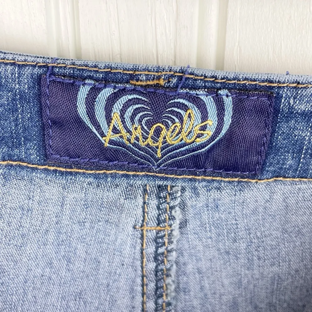 Vintage 90s Y2K Angels Double Slit Denim Maxi Jean Skirt Floral Embroidered 11 Blue Size undefined - Image 5