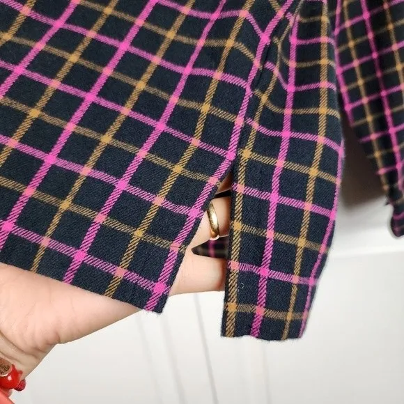 Madewell Button Up Plaid Flannel Shirt Boxy Loose Fit Crop Top Blouse Size M - Image 11