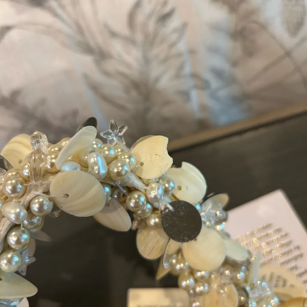 NWT Beaded Cream and White Shell Pearl Sequin Shoulder Bag - Image 12