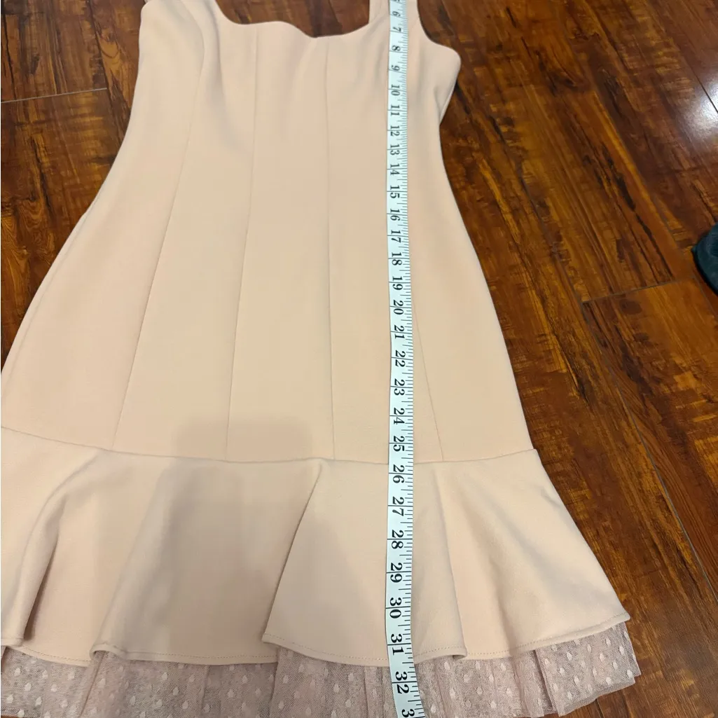 BCBGMaxAzria scoop neck fluted pink boho Polkadot wedding hem mini dress 0 NWT - Image 16