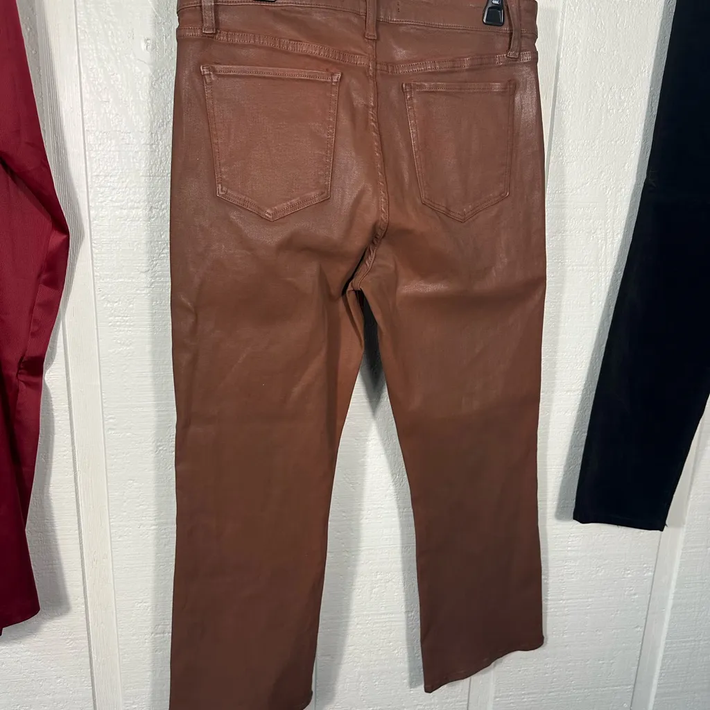 Joes Jeans THE CALLIE Bootcut Coated Leather  Brown Size 34 NWOT - Image 7