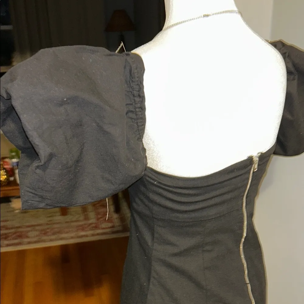 Mable. Elegant Black Puff Sleeve Dress - Image 4