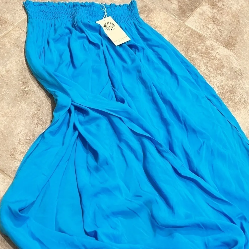 NWT Ramy Brook Textured Athena Palazzo Pant Swim Coverup Blue Pull On Medium - Image 5