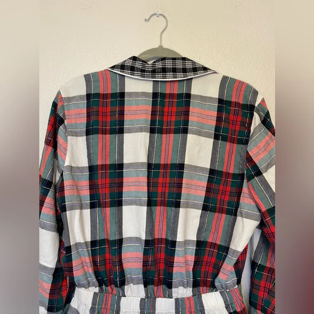 Victoria's Secret Women’s Multicolor Plaid Flannel Rhinestone Romper‎ Size M - Image 14
