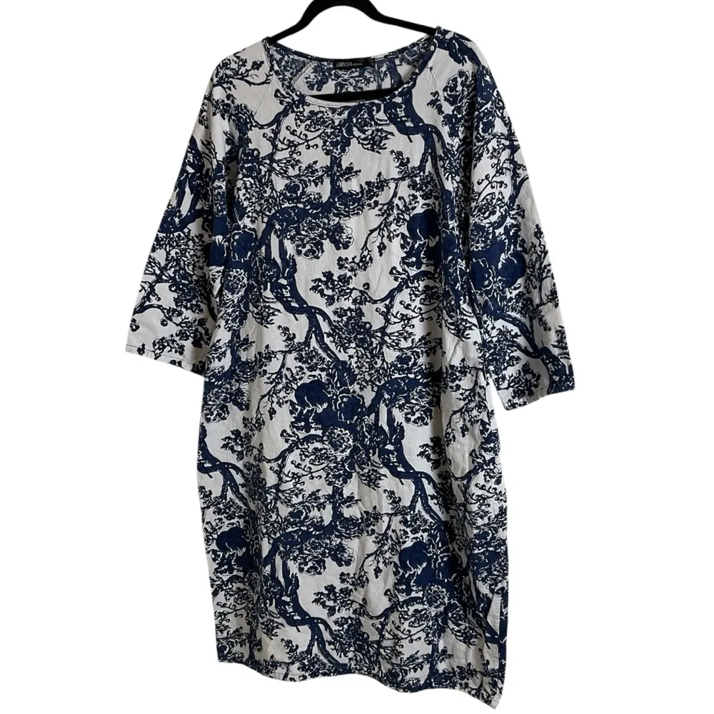 Zanzea Blue and White Floral Dress with pockets size large - Image 12