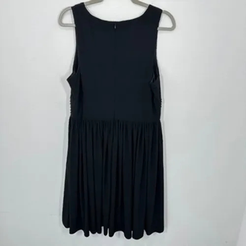 Marina Black Beaded Waist V Neck Sleeveless Fit Flare Dress Women's Size Large - Image 8