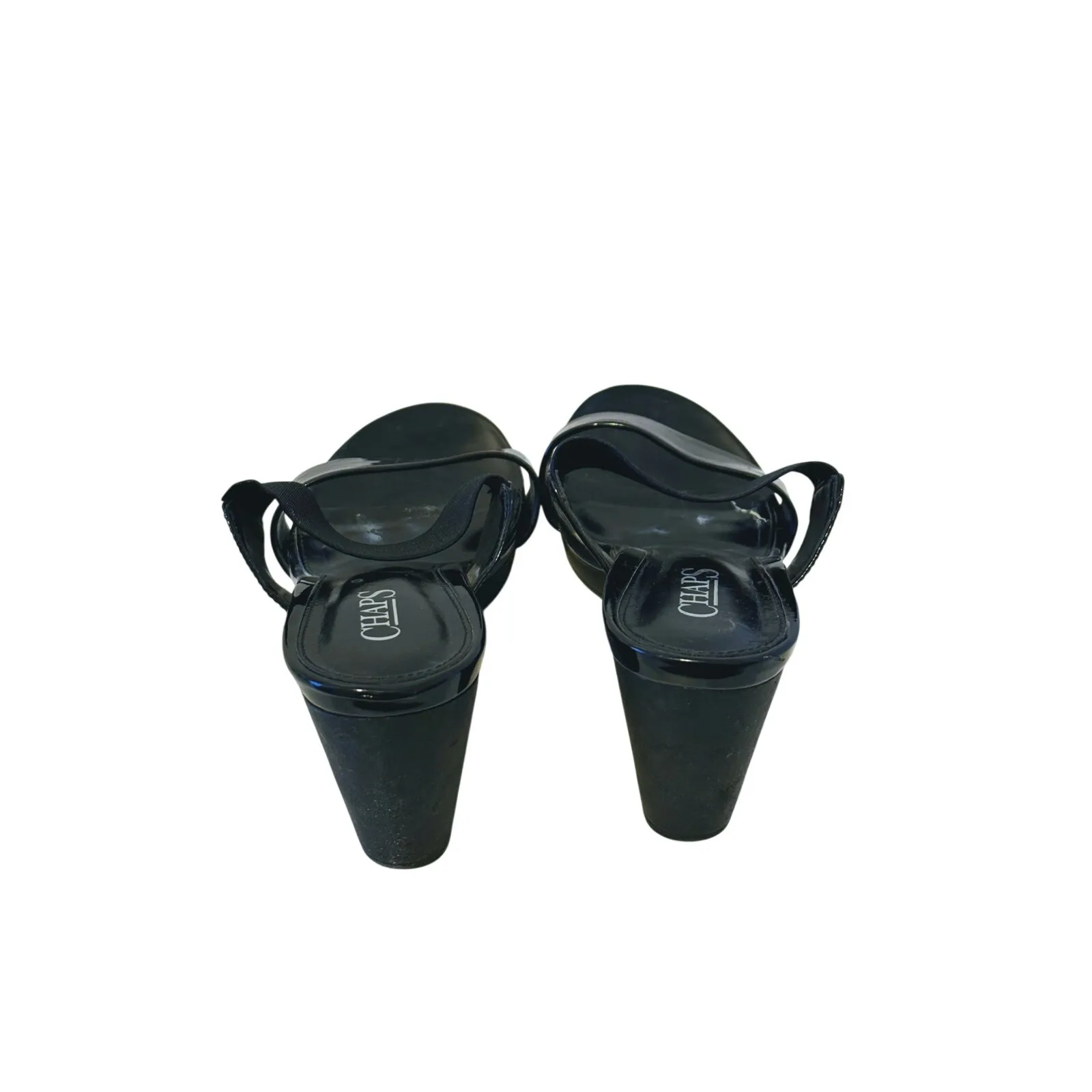 Chaps Womens Retro Chunky Wedge Slide Sandals 8.5 Black Casual Occasion Event - Image 5