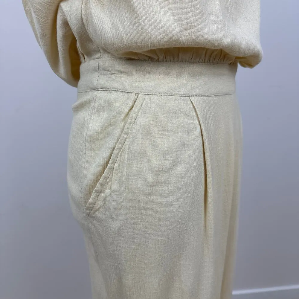 Free People Avery One Shoulder Jumpsuit Wide Leg Pockets Cream Ivory US 4 NWT - Image 14