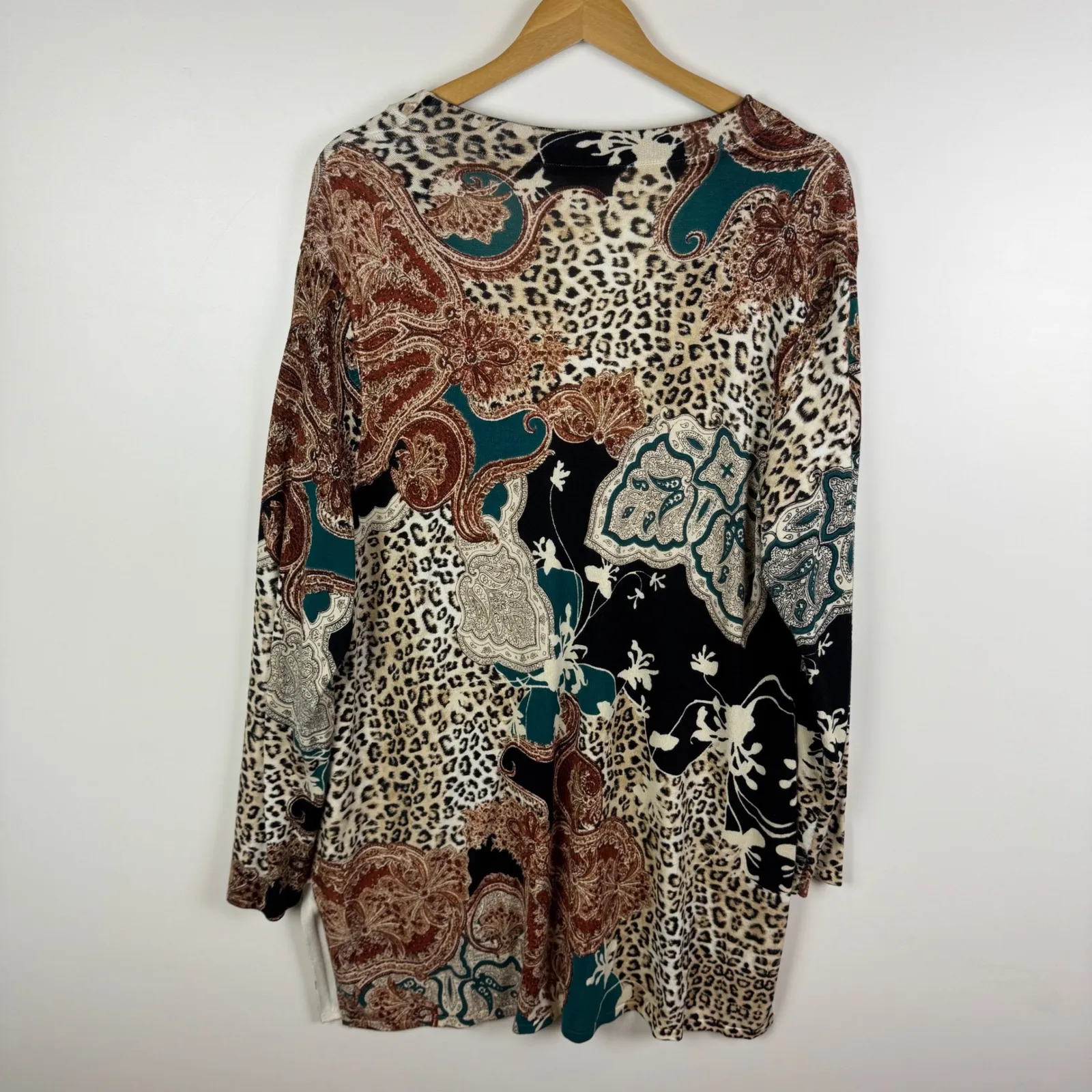 Chico's Animal Print Paisley Cardigan Sweater Size 3P XLP Maximalist Boho Chic‎ - Image 6