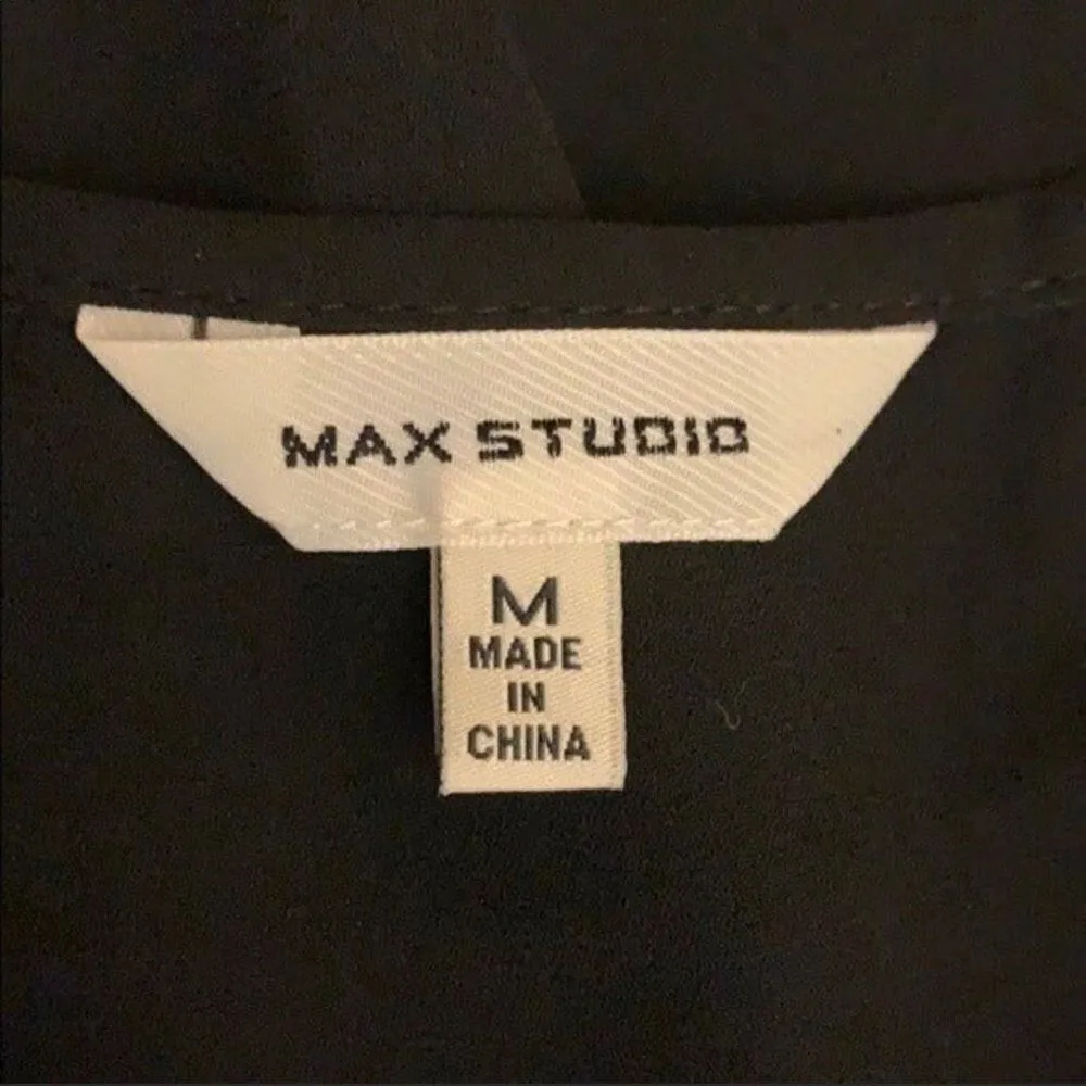 Max Studio  Sheer Black Long Sleeve Tunic Top Size Medium - Image 3