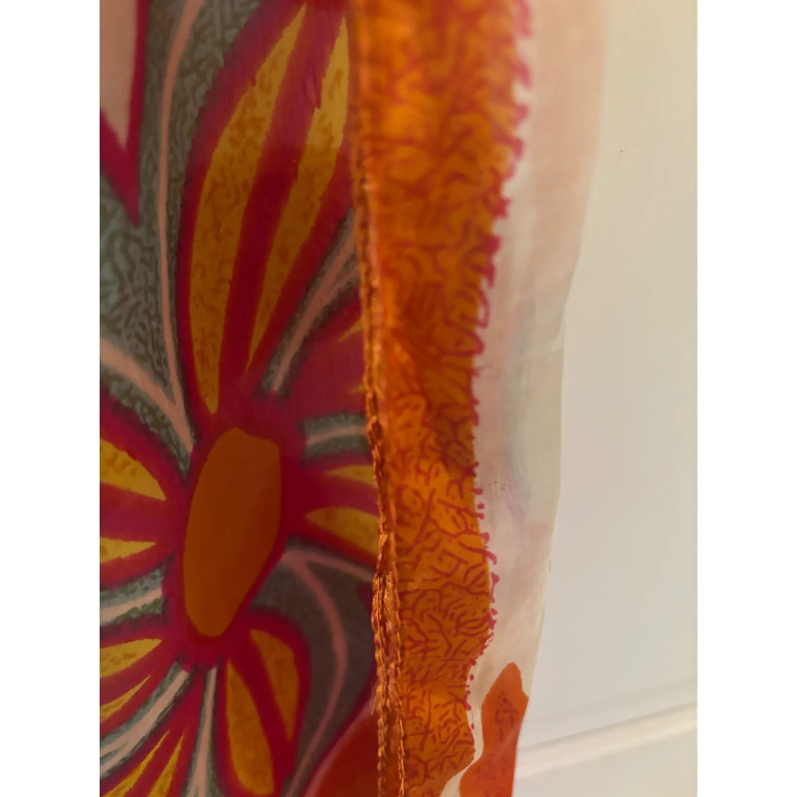 Binoux Terner Floral Silk Scarf Orange Pink Blue Green Women's Accessory - Image 4