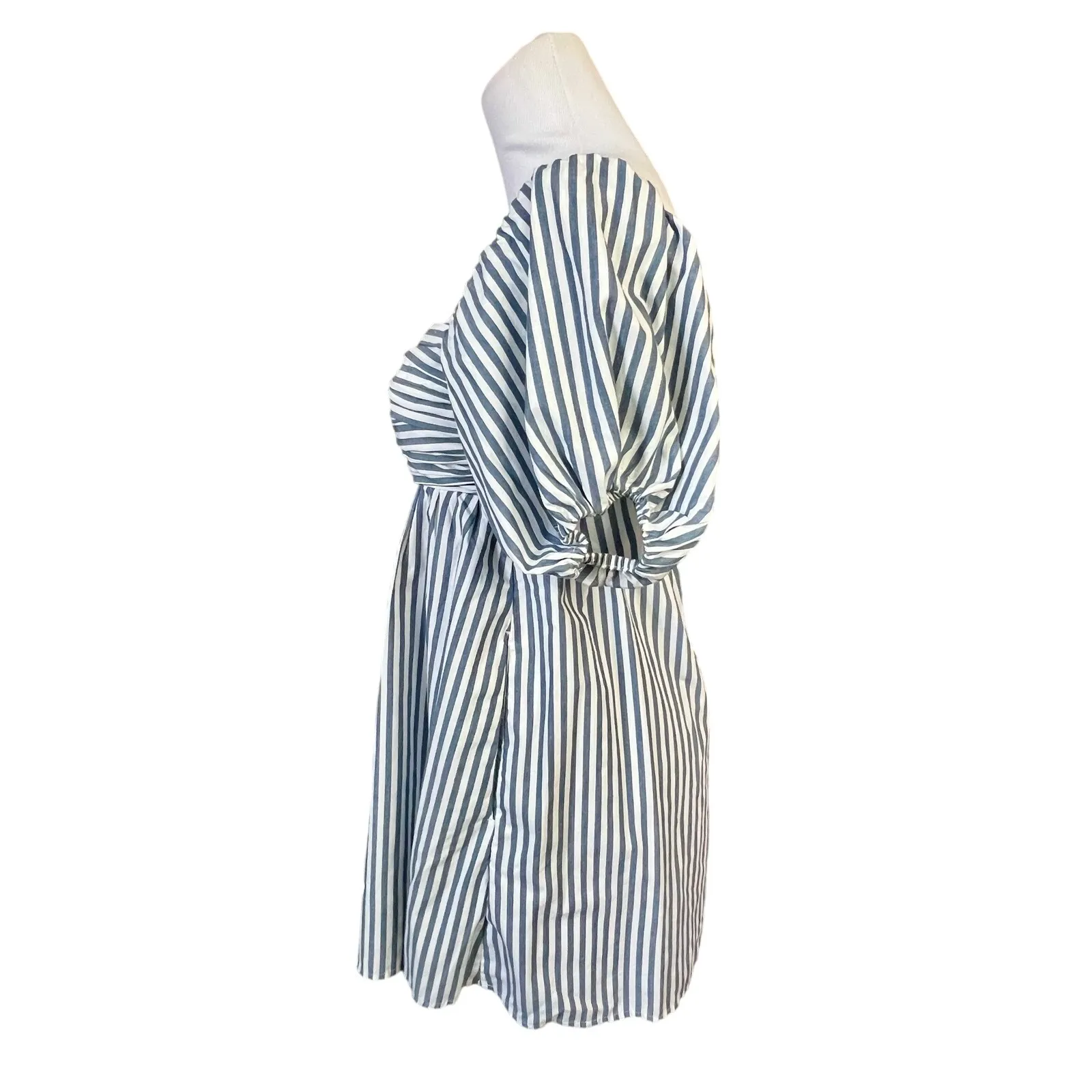 Abercrombie & Fitch White Blue Striped Smocked Romper Top XXS Cottagecore Preppy - Image 3