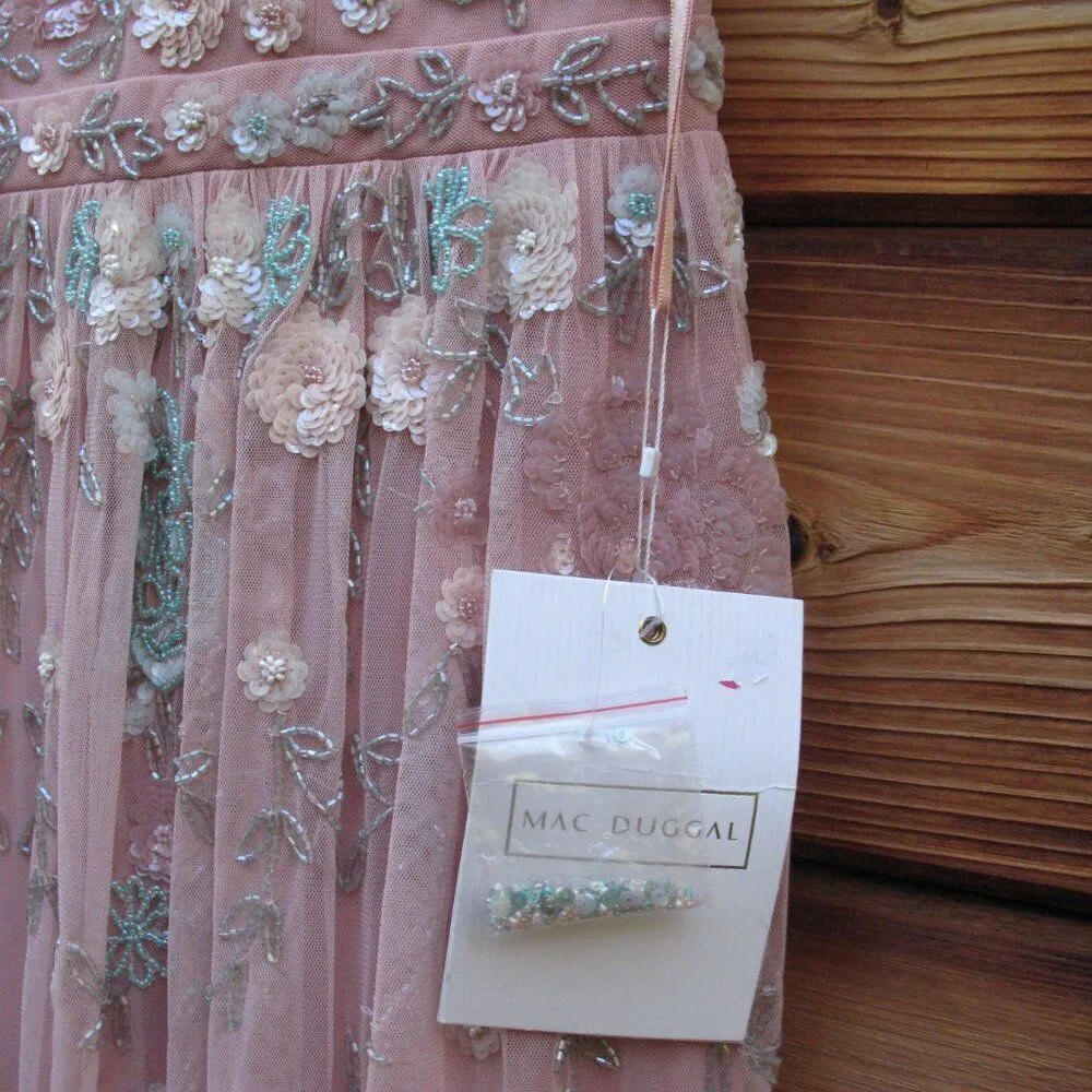 MAC DUGGAL 9134 Womens Embellished High Neck Butterfly Sleeve Midi Dress - Image 13