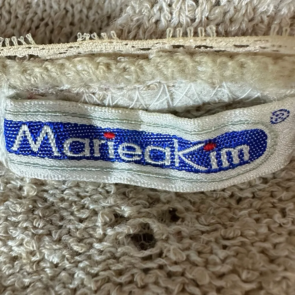 Vintage 70s Mariea Kim Dainty Shabby Chic 3D Flower Lace Pointelle Sweater Med - Image 11