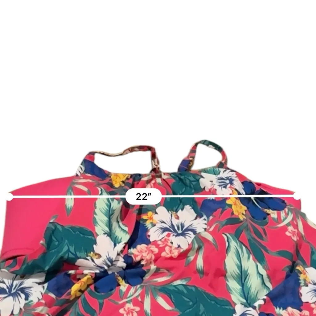 Lane Bryant Cacique Swim‎ No Wire Blouson Tankini Top in Hibiscus Tropics 28 NEW - Image 7