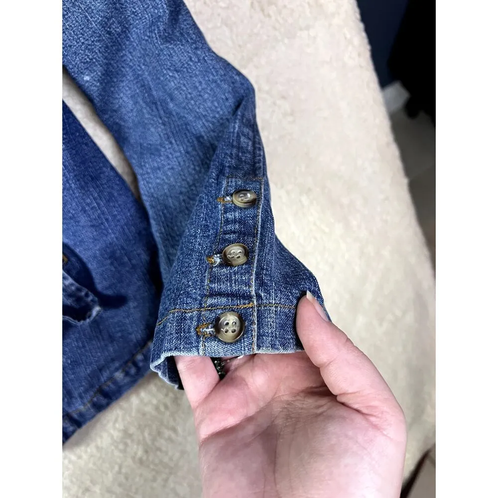 Oh! Mamma Maternity Jean Jacket Women's Size Large Pregnancy Cowgirl Fall Cozy Blue - Image 6