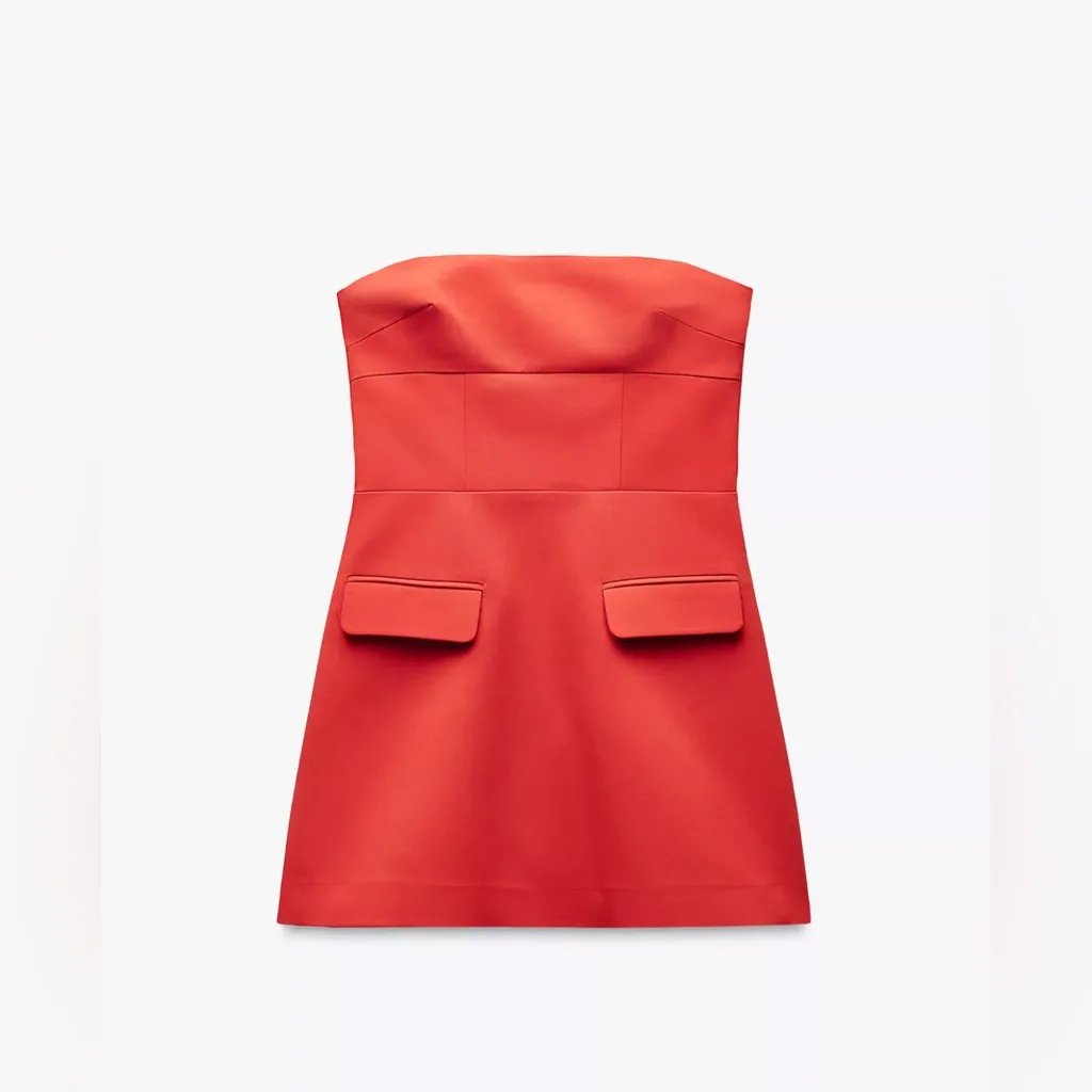 Zara STRAPLESS LAPEL DRESS - Image 3