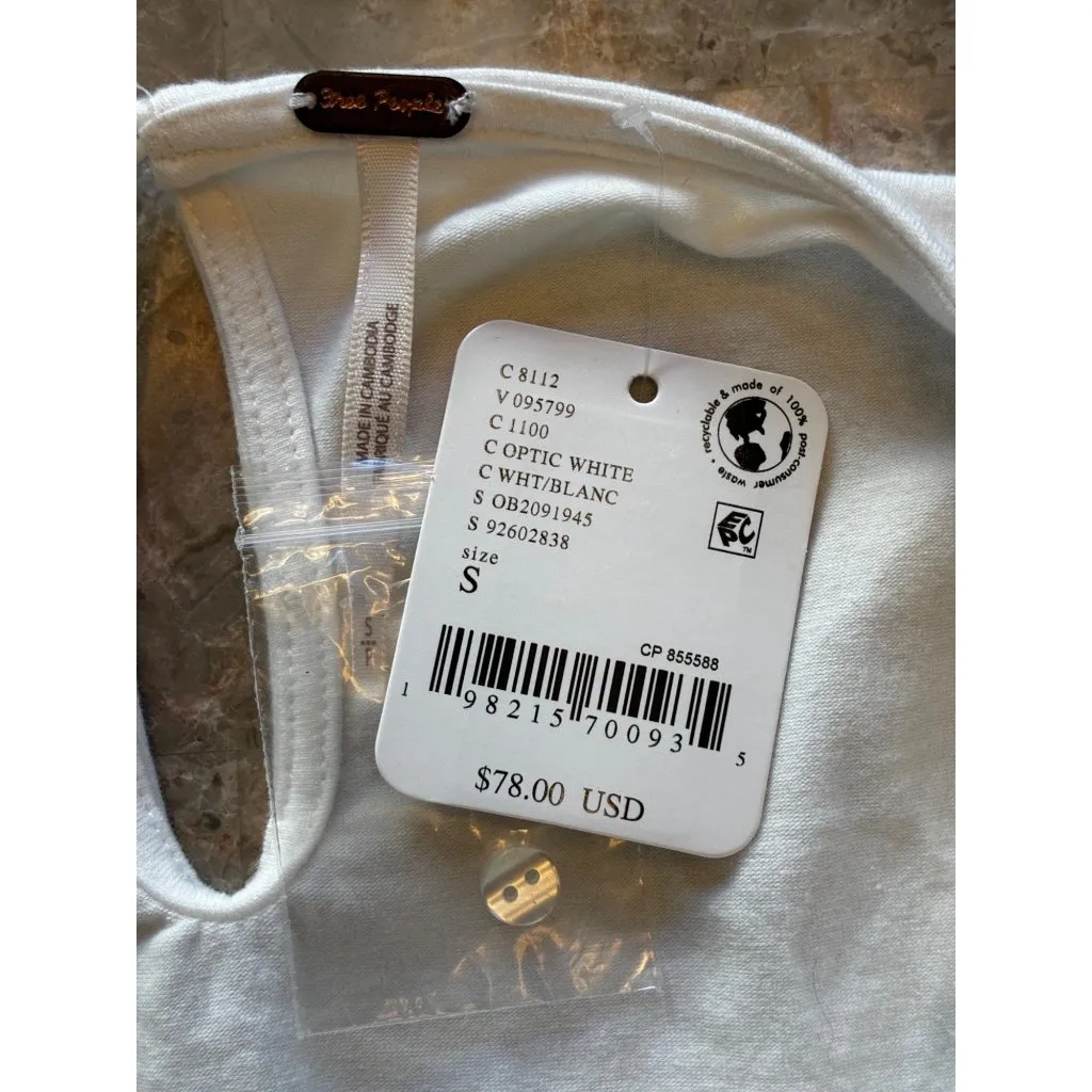 Free People Oliva Top in Optic White Small New Womens Long Sleeve Blouse - Image 9