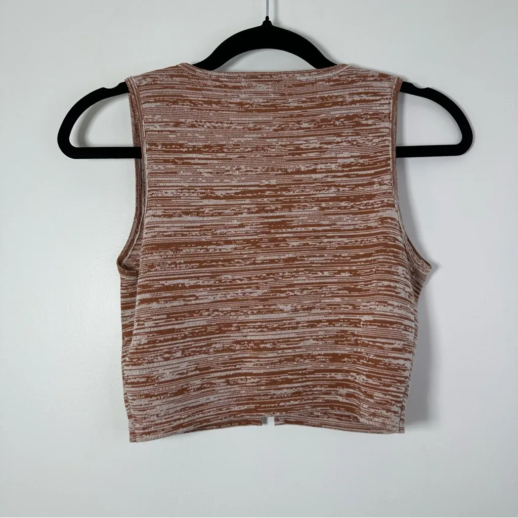 Meshki Brown Striped Lace-Up Tank Top - Image 2
