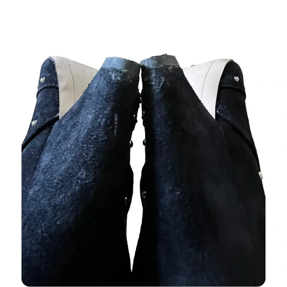 SAM EDELMAN ROYA BLACK SUEDE STUDDED CONE HEEL ANKLE BOOTS SIZE 6 - Image 10