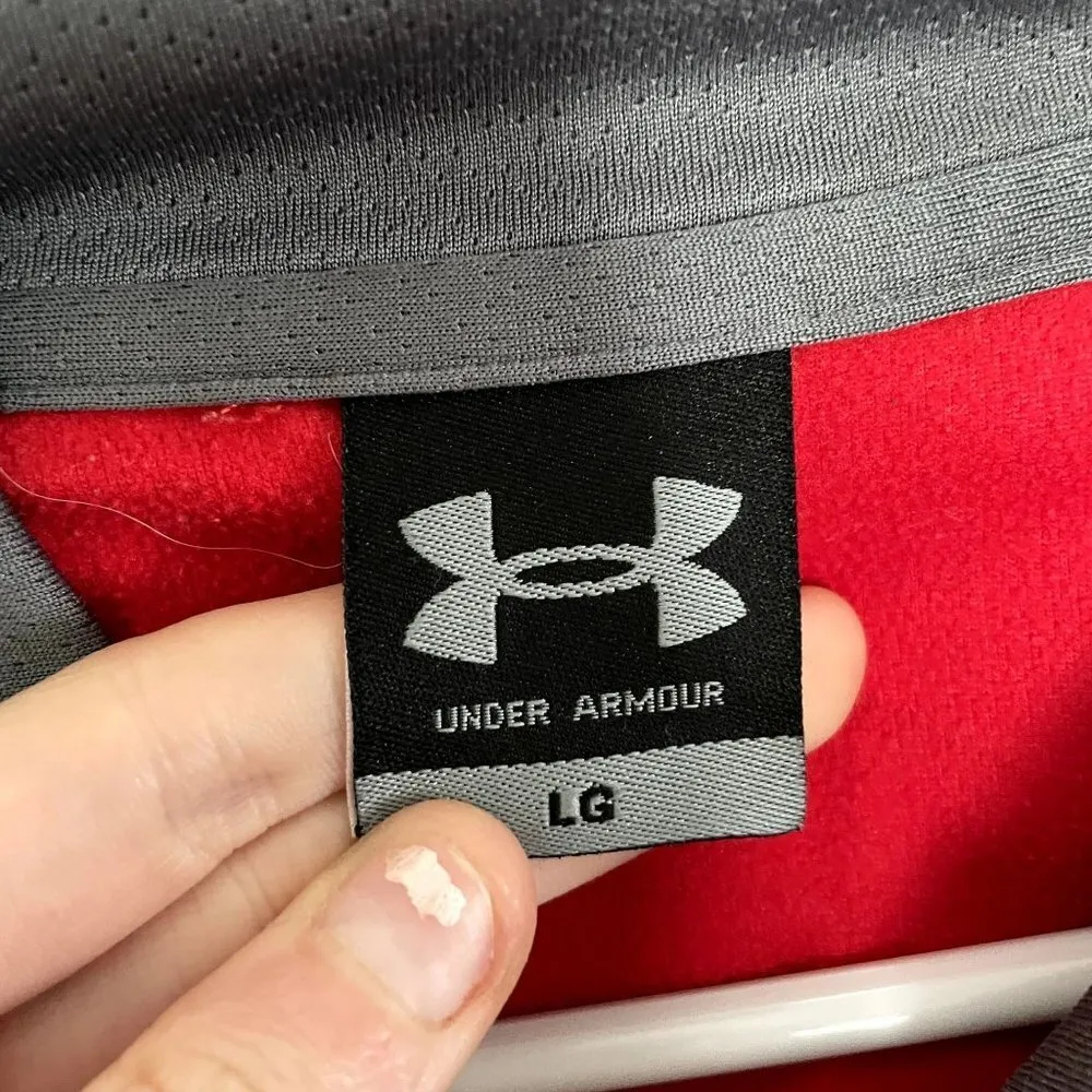 Under Armour red patterned pullover sweater hooded sweatshirt hoodie comfort - Image 3