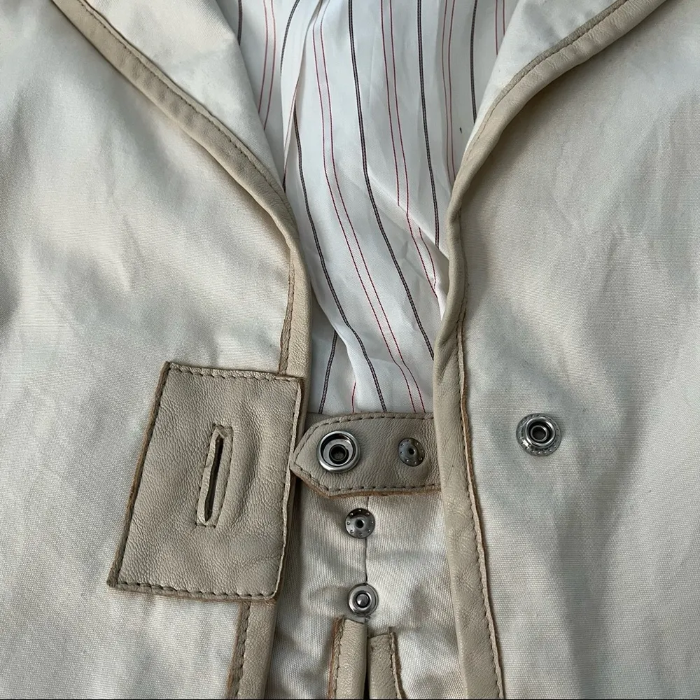 My Tribe Ivory Jacket with Leather Trim - Image 10