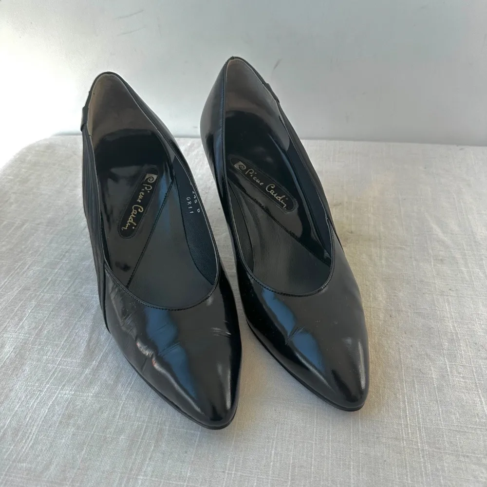 Pierre Cardin Vintage Black Patent‎ Leather Heels Party Career Pumps Size 6.5 - Image 7