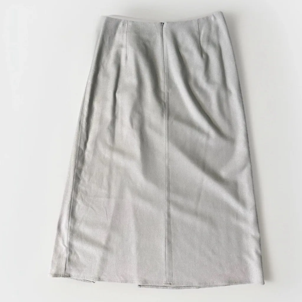 Vince Knotted Faux Wrap Skirt Maxi Length‎ in Yellow Wheat Tan Size 8 Wool Blend - Image 4