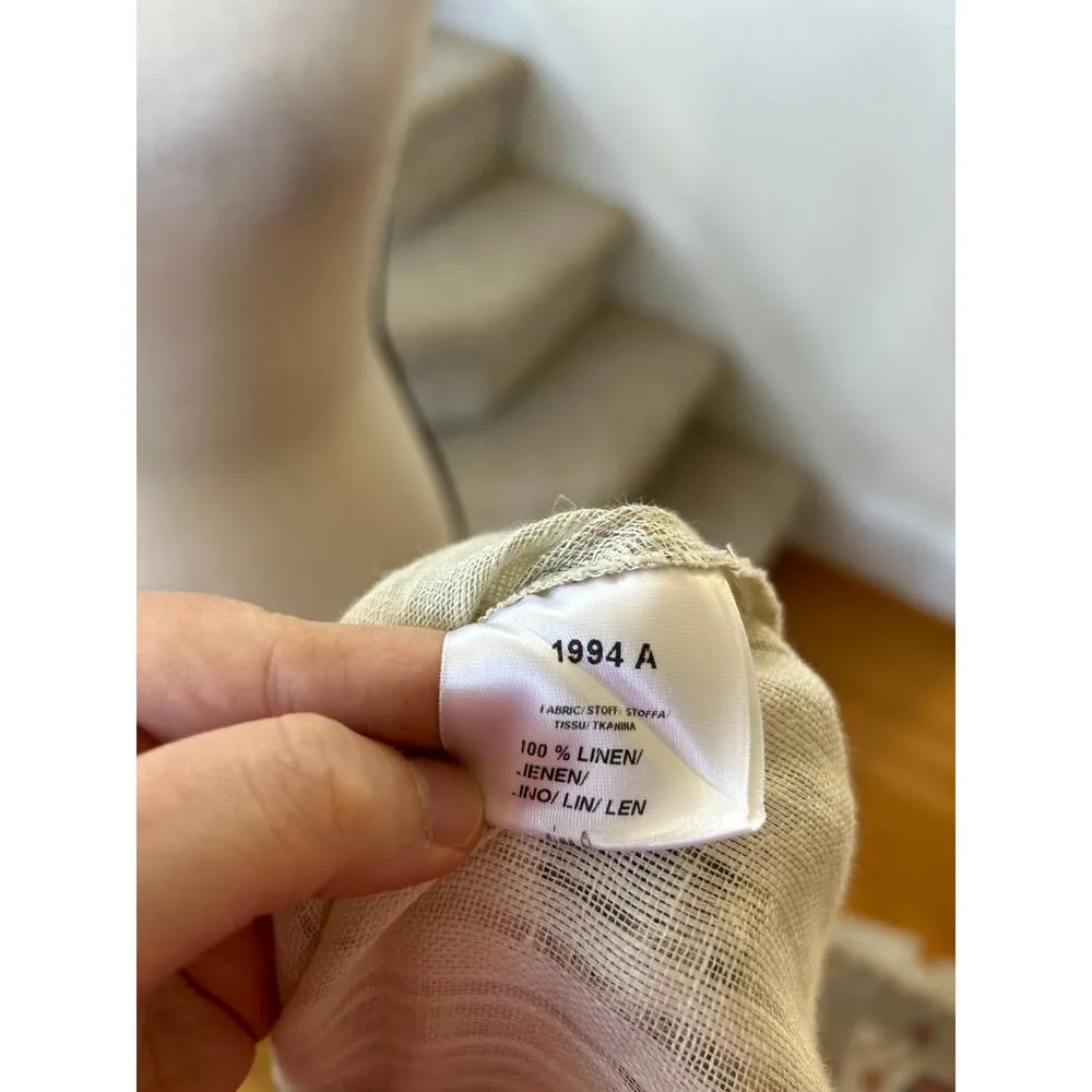 Yuvita Linen Boxy Short Sleeve Romantic Regency Georgian Colonial Print Blouse Tan - Image 7