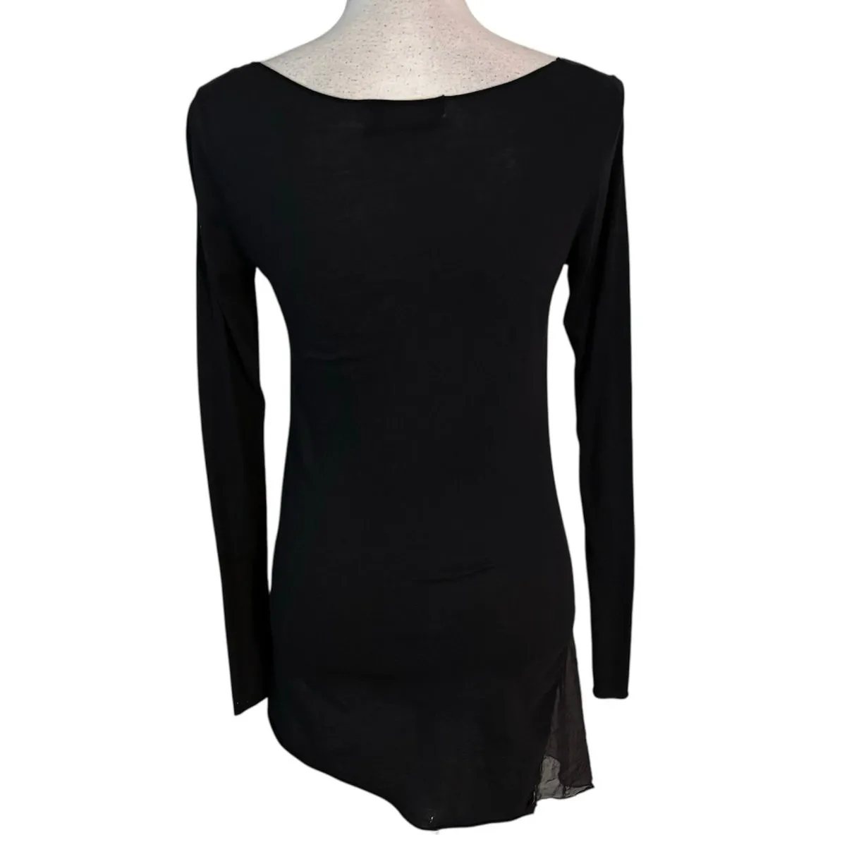 Johnny Was 4 Love And Liberty Size XS Eyelet Lace Top Asymmetrical Hem Black - Image 2