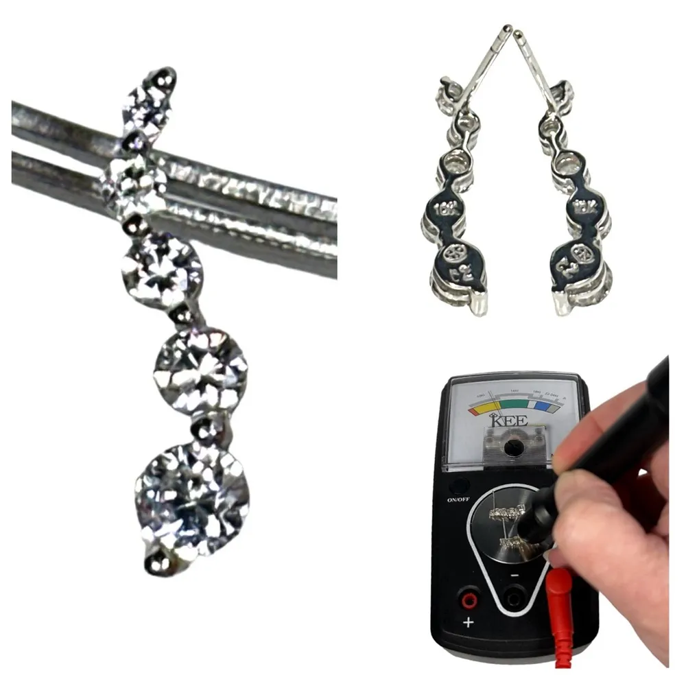 10KT SOLID WHITE GOLD JOURNEY PENDANT & EARRINGS & 18” NECKLACE CZ “DIAMOND” SET - Image 5