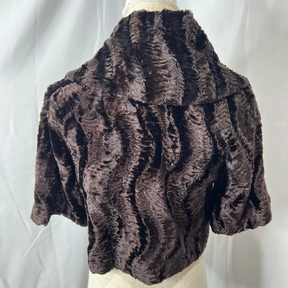 Saja faux fur cardigan cape small Brown - Image 2
